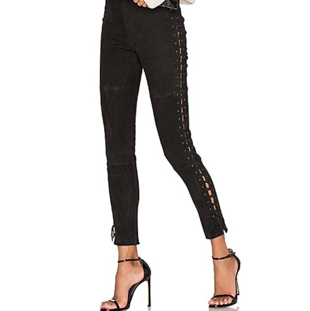 NEW‎ LPA LACE UP SUEDE LEATHER PANTS SZ S